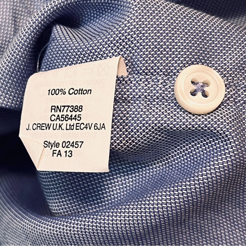 J.CREW Thompson Shirtings 80's 2-Ply Long Sleeve Shirt XL Blue 17-17 1/2 Career - Picture 10 of 14